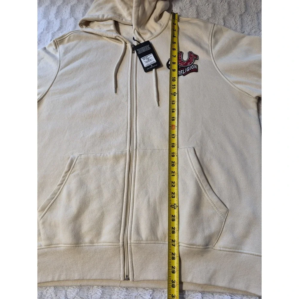 NWT True Religion Jeans Horseshoe Hoodie Swe Men's Size 2XL Full Zip EMB Patch